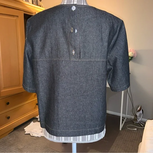 Mignon Doo black denim crop top womens sz M - Picture 7 of 8